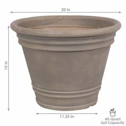 Sunnydaze Decor Franklin 20 in. Outdoor Flower Pot Planter in Beige (2-Pack) -Sunnydaze Decor Sales beige sunnydaze decor plant pots dg 697 2pk 1f 1000