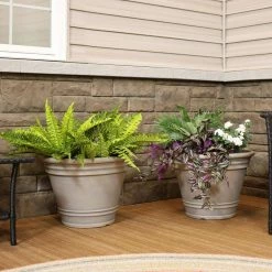 Sunnydaze Decor Franklin 20 in. Outdoor Flower Pot Planter in Beige (2-Pack) -Sunnydaze Decor Sales beige sunnydaze decor plant pots dg 697 2pk 31 1000
