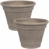 Sunnydaze Decor Franklin 20 in. Outdoor Flower Pot Planter in Beige (2-Pack)