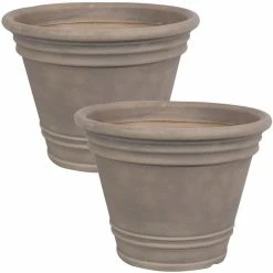 Sunnydaze Decor Franklin 20 in. Outdoor Flower Pot Planter in Beige (2-Pack)