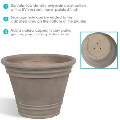 Sunnydaze Decor Franklin 20 in. Outdoor Flower Pot Planter in Beige -Sunnydaze Decor Sales beige sunnydaze decor plant pots dg 697 c3 1000