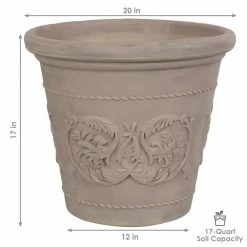 Sunnydaze Decor Arabella 20 in. Beige Outdoor Resin Flower Pot Planter (4-Pack) -Sunnydaze Decor Sales beige sunnydaze decor plant pots dg 727 4pk 4f 1000