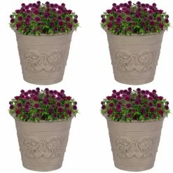 Sunnydaze Decor Arabella 20 in. Beige Outdoor Resin Flower Pot Planter (4-Pack)