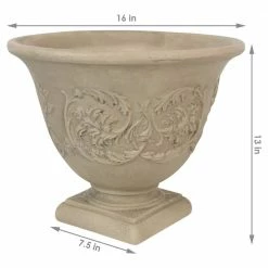 Sunnydaze Decor 16 in. Beige Darcy Poly Flower Pot Planter (4-Pack) 10 Sunnydaze Decor 16 in. Beige Darcy Poly Flower Pot Planter (4-Pack) -Sunnydaze Decor Sales beige sunnydaze decor plant pots dg 827 4f 1000