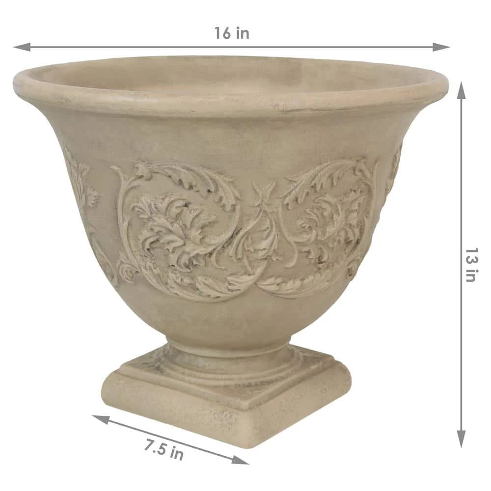 Sunnydaze Decor 16 in. Beige Darcy Poly Flower Pot Planter (4-Pack) 4 Sunnydaze Decor 16 in. Beige Darcy Poly Flower Pot Planter (4-Pack) - Image 4