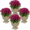 Sunnydaze Decor 16 in. Beige Darcy Poly Flower Pot Planter (4-Pack)