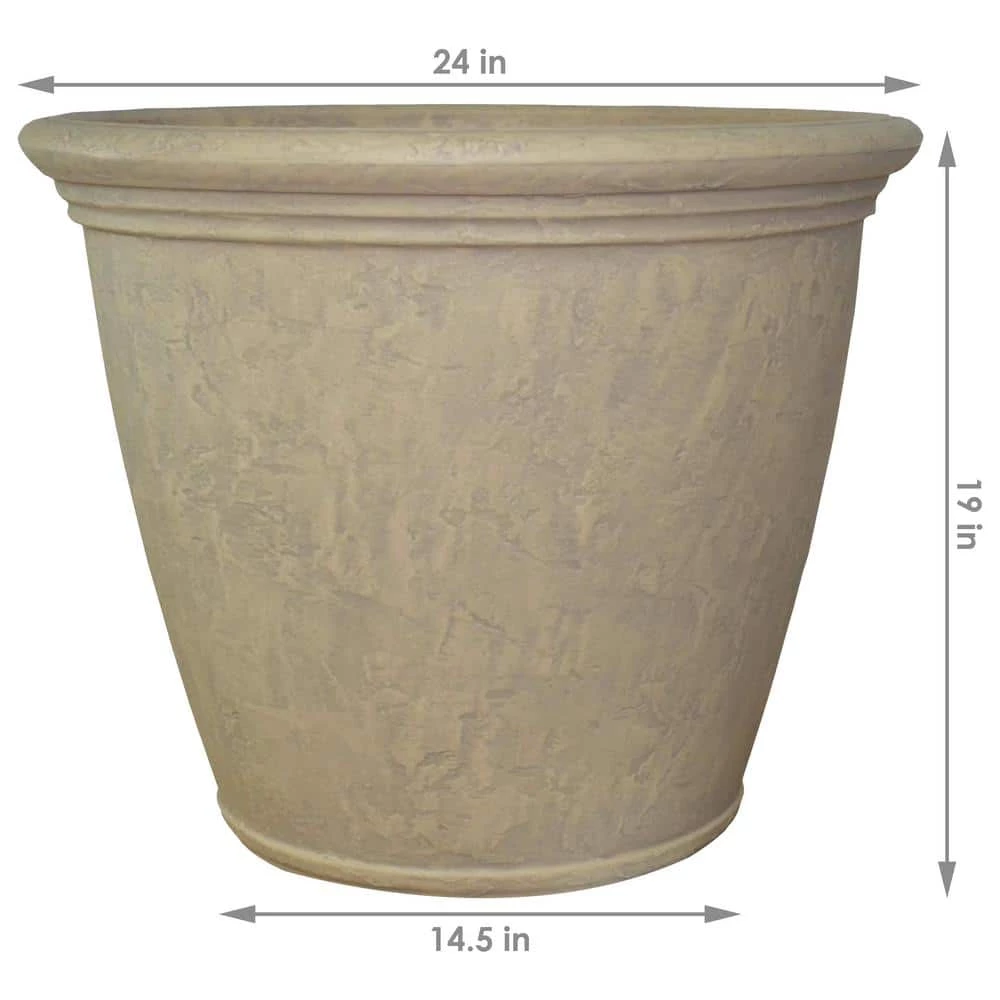 Sunnydaze Decor 24 in. Beige Anjelica Poly Single Flower Pot Planter 5 Sunnydaze Decor 24 in. Beige Anjelica Poly Single Flower Pot Planter - Image 5