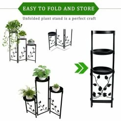 Dyiom 3 Tier Tall Black Metal Plant Stand Indoor Outdoor Plant Shelf for Plants Multiple Foldable Planter Rack Shelves -Sunnydaze Decor Sales black dyiom plant stands b09p78jz9v 44 1000