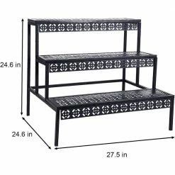 Dyiom Black Ladder Plant Stand 3 Rectangle Layers Stair Style Metal Vintage Shelf Pattern Flower Pot Rack Indoor & Outdoor -Sunnydaze Decor Sales black dyiom plant stands b09t9prhl1 1f 1000