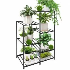 Dyiom 40 in. Black Metal Plant Stand Indoor Tall 6-Tiered Corner Plant Shelf Outdoor Patio Shelves for Multiple Plants