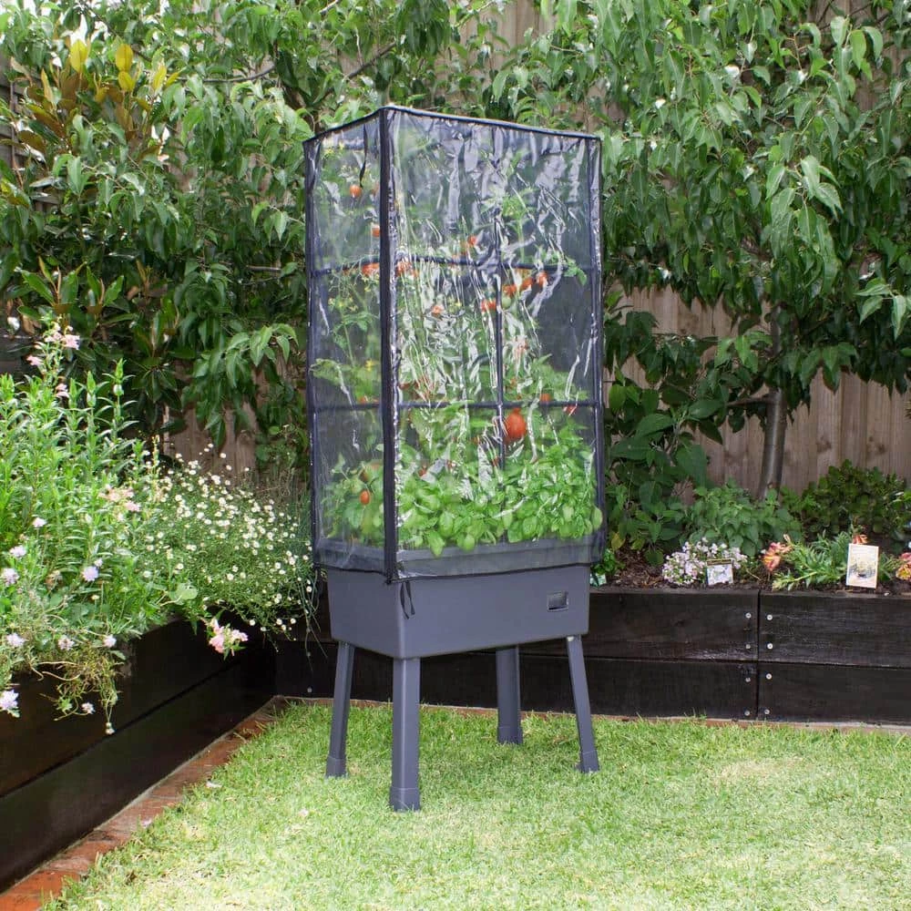 Frame It All Patio Ideas - 15.75 in. x 23.5 in. x 63 in. Self-Watering Raised Garden Bed with Trellis and Greenhouse Cover 2 Frame It All Patio Ideas - 15.75 in. x 23.5 in. x 63 in. Self-Watering Raised Garden Bed with Trellis and Greenhouse Cover - Image 2