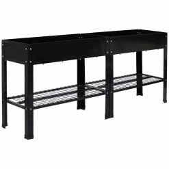 Sunnydaze Decor Sunnydaze Black Raised Steel Garden Bed with Mesh Shelf
