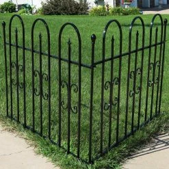 Sunnydaze Decor 38 in. x 49 in. per Panel, 8 ft. Overall Metal Decorative Finial Garden Landscape Border Fence in Black (2-Piece) -Sunnydaze Decor Sales black sunnydaze decor garden fencing hmi 795 31 1000