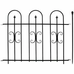 Sunnydaze Decor 38 in. x 49 in. per Panel, 8 ft. Overall Metal Decorative Finial Garden Landscape Border Fence in Black (2-Piece) -Sunnydaze Decor Sales black sunnydaze decor garden fencing hmi 795 4f 1000