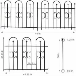 Sunnydaze Decor 38 in. x 49 in. per Panel, 8 ft. Overall Metal Decorative Finial Garden Landscape Border Fence in Black (2-Piece) -Sunnydaze Decor Sales black sunnydaze decor garden fencing hmi 795 c3 1000