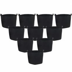 Sunnydaze Decor 10 Gal. Plastic Garden Grow Bags with Handles - Non-Woven Polypropylene Fabric (10-Pack)