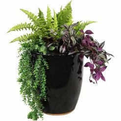 Sunnydaze Decor Captivating Vista 14 in. Obsidian Ceramic Indoor/Outdoor Planter 14 Sunnydaze Decor Captivating Vista 14 in. Obsidian Ceramic Indoor/Outdoor Planter -Sunnydaze Decor Sales black sunnydaze decor plant pots ap 001 1f 1000