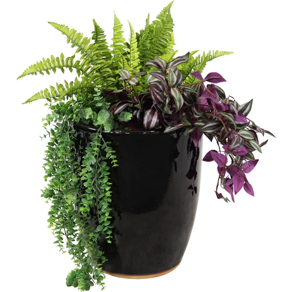 Sunnydaze Decor Captivating Vista 14 in. Obsidian Ceramic Indoor/Outdoor Planter 6 Sunnydaze Decor Captivating Vista 14 in. Obsidian Ceramic Indoor/Outdoor Planter - Image 6