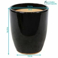 Sunnydaze Decor Captivating Vista 14 in. Obsidian Ceramic Indoor/Outdoor Planter 12 Sunnydaze Decor Captivating Vista 14 in. Obsidian Ceramic Indoor/Outdoor Planter -Sunnydaze Decor Sales black sunnydaze decor plant pots ap 001 c3 1000