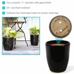 Sunnydaze Decor 2 Captivating Vista 11 in. Obsidian Ceramic Indoor/Outdoor Planters 14 Sunnydaze Decor 2 Captivating Vista 11 in. Obsidian Ceramic Indoor/Outdoor Planters -Sunnydaze Decor Sales black sunnydaze decor plant pots ap 003 1f 1000