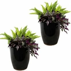 Sunnydaze Decor 2 Captivating Vista 11 in. Obsidian Ceramic Indoor/Outdoor Planters 15 Sunnydaze Decor 2 Captivating Vista 11 in. Obsidian Ceramic Indoor/Outdoor Planters -Sunnydaze Decor Sales black sunnydaze decor plant pots ap 003 44 1000