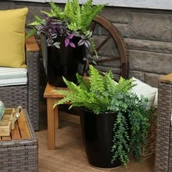 Sunnydaze Decor 2 Captivating Vista 11 in. Obsidian Ceramic Indoor/Outdoor Planters 13 Sunnydaze Decor 2 Captivating Vista 11 in. Obsidian Ceramic Indoor/Outdoor Planters -Sunnydaze Decor Sales black sunnydaze decor plant pots ap 003 4f 1000
