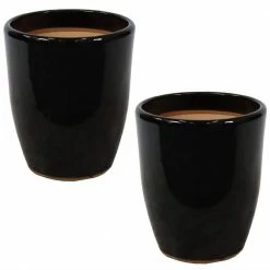 Sunnydaze Decor 2 Captivating Vista 11 in. Obsidian Ceramic Indoor/Outdoor Planters