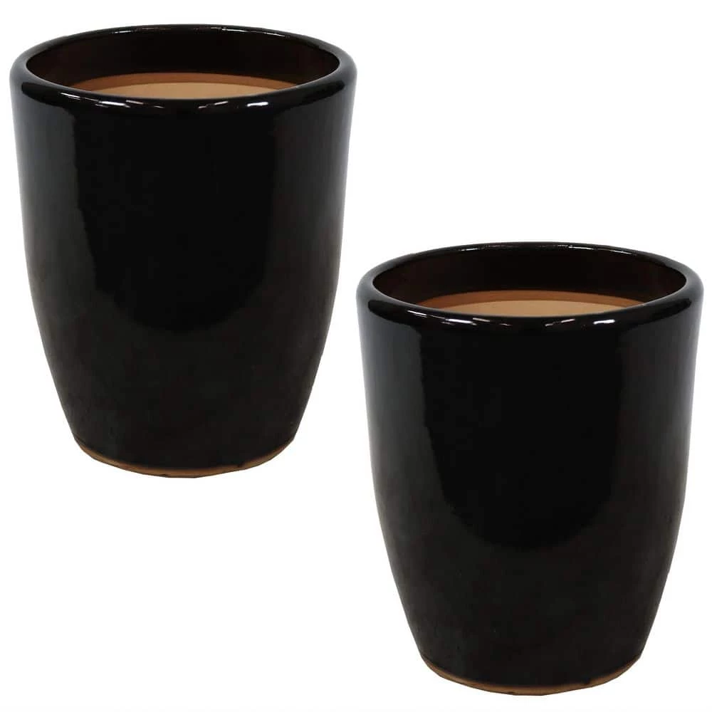 Sunnydaze Decor 2 Captivating Vista 11 in. Obsidian Ceramic Indoor/Outdoor Planters 1 Sunnydaze Decor 2 Captivating Vista 11 in. Obsidian Ceramic Indoor/Outdoor Planters