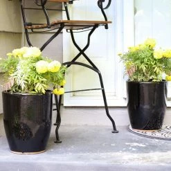 Sunnydaze Decor 2 Captivating Vista 11 in. Obsidian Ceramic Indoor/Outdoor Planters 11 Sunnydaze Decor 2 Captivating Vista 11 in. Obsidian Ceramic Indoor/Outdoor Planters -Sunnydaze Decor Sales black sunnydaze decor plant pots ap 003 66 1000