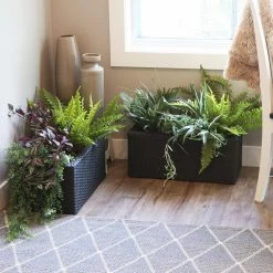 Sunnydaze Decor Black Sunnydaze 2-Section Rectangle Polypropylene Indoor Plastic Planters - (Set of 2) -Sunnydaze Decor Sales black sunnydaze decor plant pots nhu 539 31 1000