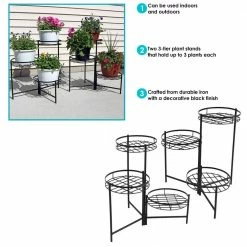 Sunnydaze Decor 22 in. Black Iron 3-Tiered Plant Stand (2-Pack) -Sunnydaze Decor Sales black sunnydaze decor plant stands hmi 729 76 1000