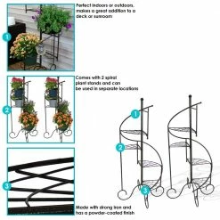 Sunnydaze Decor 56 in. 4-Tier Metal Iron Plant Stand with Spiral Staircase Design (Set of 2) -Sunnydaze Decor Sales black sunnydaze decor plant stands hmi 733 76 1000