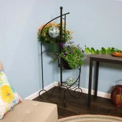 Sunnydaze Decor 56 in. 4-Tier Metal Iron Plant Stand with Spiral Staircase Design (Set of 2) -Sunnydaze Decor Sales black sunnydaze decor plant stands hmi 733 fa 1000