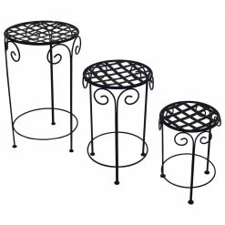 Sunnydaze Decor Metal Iron Plant Stand with Scroll Design in Black (Set of 3) -Sunnydaze Decor Sales black sunnydaze decor plant stands hmi 740 c3 1000