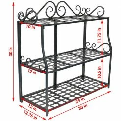 Sunnydaze Decor 3-Tier Metal Iron Plant Stand with Scroll Edging -Sunnydaze Decor Sales black sunnydaze decor plant stands hmi 757 1f 1000