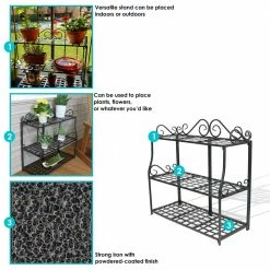 Sunnydaze Decor 3-Tier Metal Iron Plant Stand with Scroll Edging -Sunnydaze Decor Sales black sunnydaze decor plant stands hmi 757 76 1000