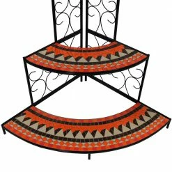 Sunnydaze Decor 40 in. Mosaic Tiled Steel Corner Plant Stand Shelf -Sunnydaze Decor Sales black sunnydaze decor plant stands kf 3mts mc 1f 1000