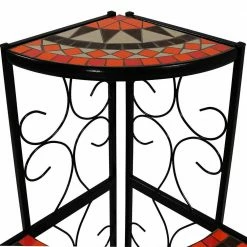 Sunnydaze Decor 40 in. Mosaic Tiled Steel Corner Plant Stand Shelf -Sunnydaze Decor Sales black sunnydaze decor plant stands kf 3mts mc 4f 1000