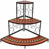 Sunnydaze Decor 40 in. Mosaic Tiled Steel Corner Plant Stand Shelf