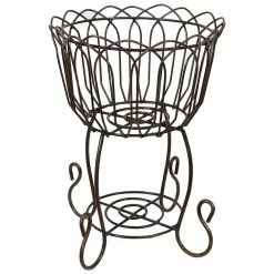 Sunnydaze Decor Sunnydaze 18.5 in. Basket Style Indoor/Outdoor Black Metal Planter Stand