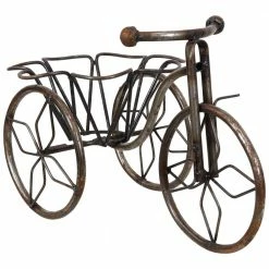 Sunnydaze Decor Sunnydaze 12 in. Tricycle Style Indoor/Outdoor Black Metal Planter Stand Basket