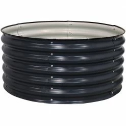 Sunnydaze Decor Sunnydaze 36 in. (91.44 cm) Round Galvalume Steel Raised Garden Bed - Dark Gray