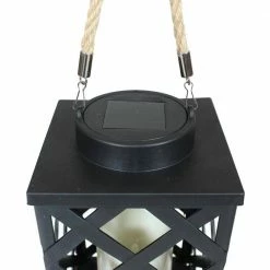 Sunnydaze Decor 9 in. Modern Crosshatch Black Solar LED Candle Outdoor Lantern (2-Pack) -Sunnydaze Decor Sales blacks sunnydaze decor citronella candles torches for 728 2pk 4f 1000