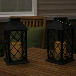Sunnydaze Decor 11 in. Concord Black Solar LED Candle Outdoor Lantern (2-Pack) -Sunnydaze Decor Sales blacks sunnydaze decor citronella candles torches for 766 2pk 44 1000