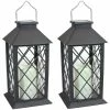 Sunnydaze Decor 11 in. Concord Black Solar LED Candle Outdoor Lantern (2-Pack)