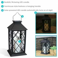 Sunnydaze Decor 11 in. Concord Black Solar LED Candle Outdoor Lantern (2-Pack) -Sunnydaze Decor Sales blacks sunnydaze decor citronella candles torches for 766 2pk 76 1000