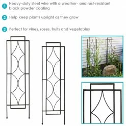 Sunnydaze Decor 48 in. Steel Chic Diamonds Design Garden Plant Trellis - (Set of 2) -Sunnydaze Decor Sales blacks sunnydaze decor garden trellises hbm 635 fa 1000