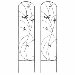 Sunnydaze Decor 55 in. Steel Dragonfly Delight Decorative Garden Trellis - (Set of 2)