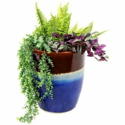 Sunnydaze Decor Captivating Vista 14 in. Beachcomber Ceramic Indoor/Outdoor Planter -Sunnydaze Decor Sales blue sunnydaze decor plant pots ap 000 44 1000