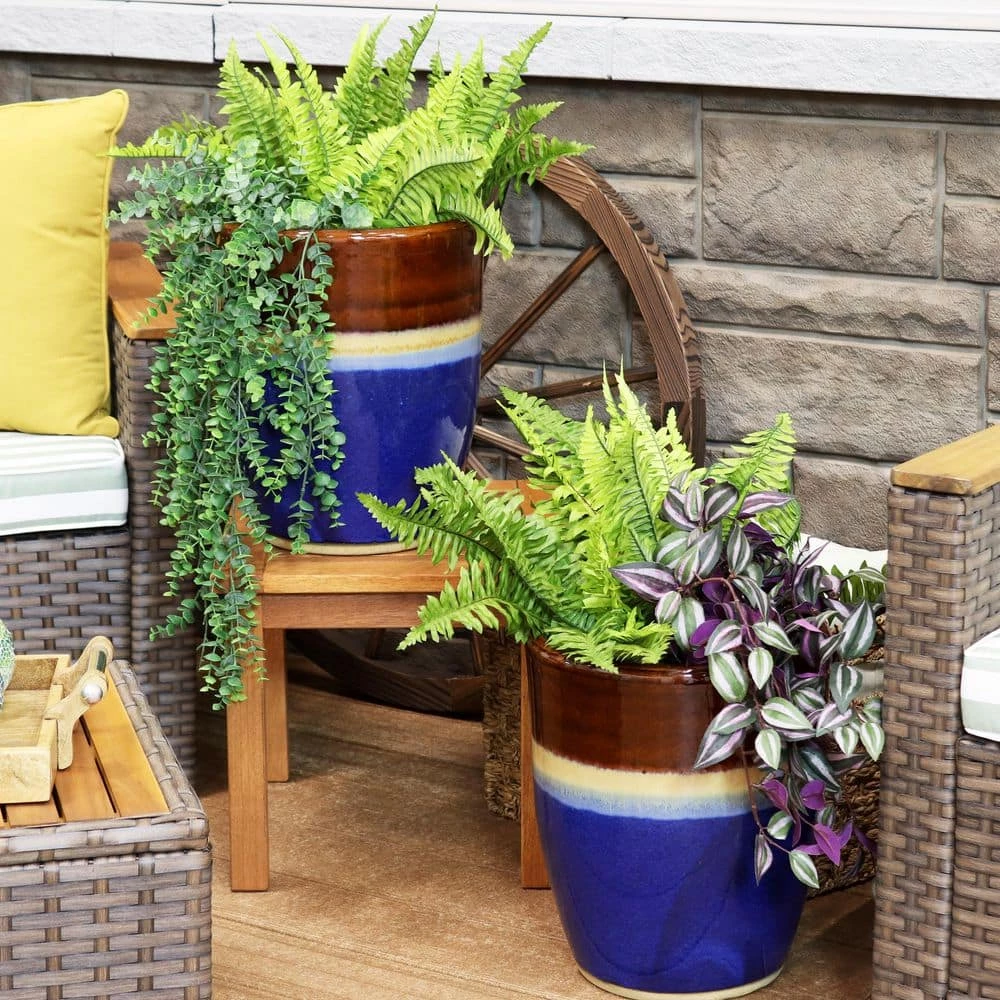 Sunnydaze Decor 2 Captivating Vista 11 in. Beachcomber Ceramic Indoor/Outdoor Planters 5 Sunnydaze Decor 2 Captivating Vista 11 in. Beachcomber Ceramic Indoor/Outdoor Planters - Image 5